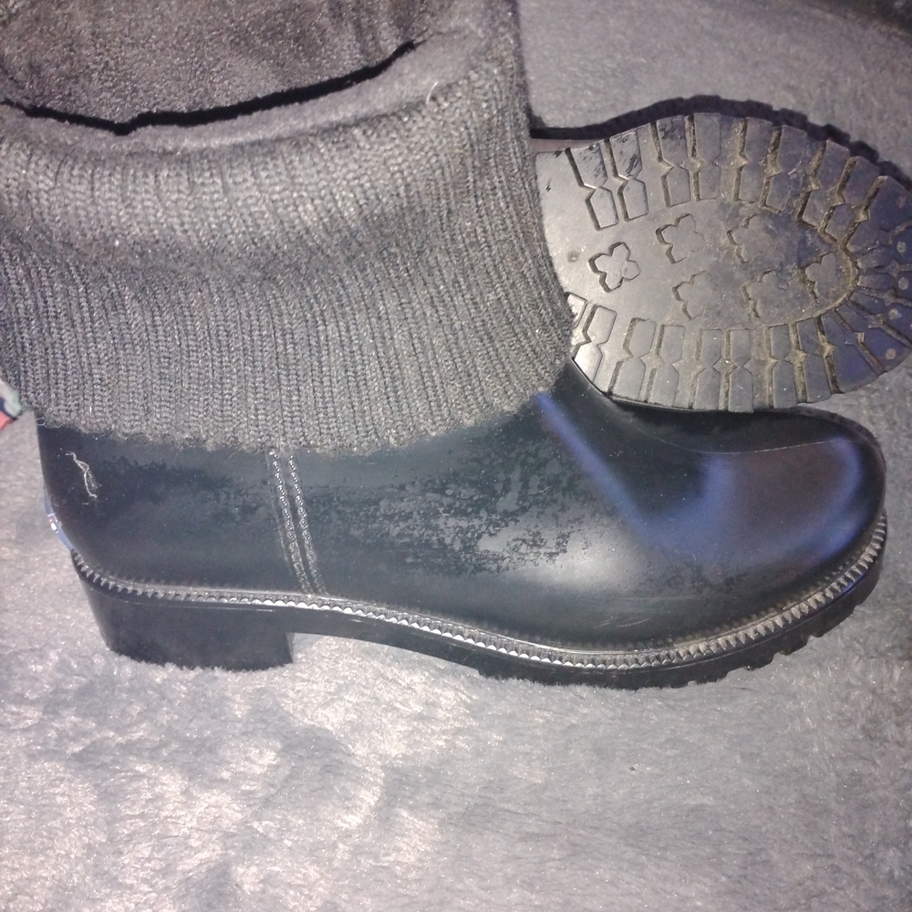 Tommy Hilfiger Black Ankle Boots with Knit Cuff